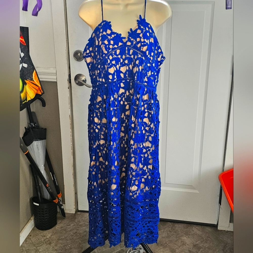 Blue and tan dress